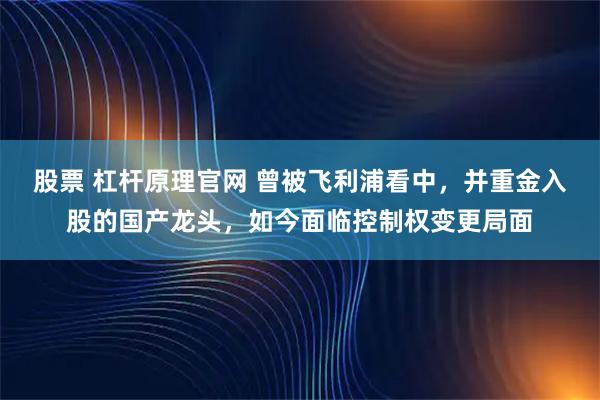 股票 杠杆原理官网 曾被飞利浦看中，并重金入股的国产龙头，如今面临控制权变更局面